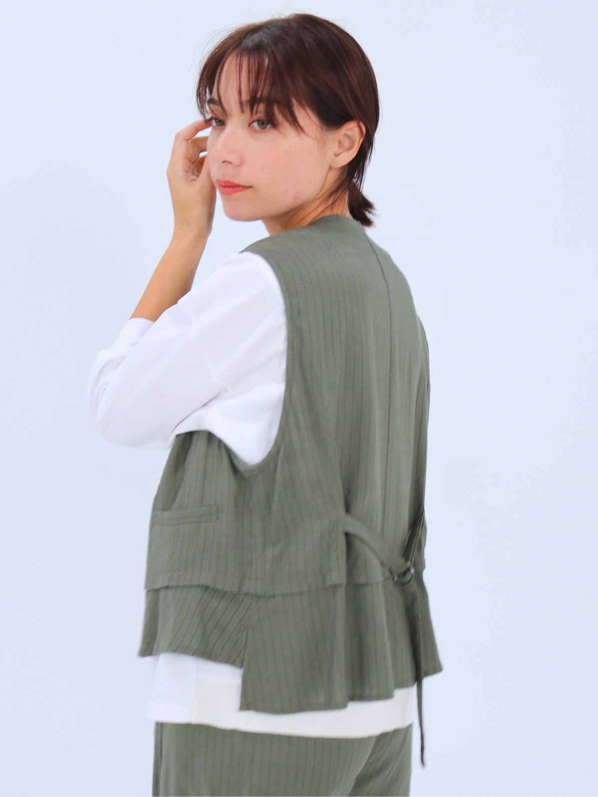 麻ストライプベスト【25403】シビリゼ - 画像 (2)